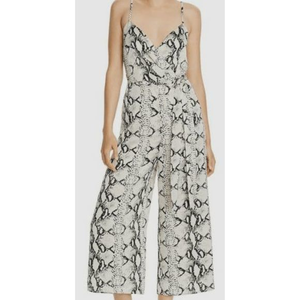 Aqua Black Cream Wide Leg Crop Jumpsuit Pants‎